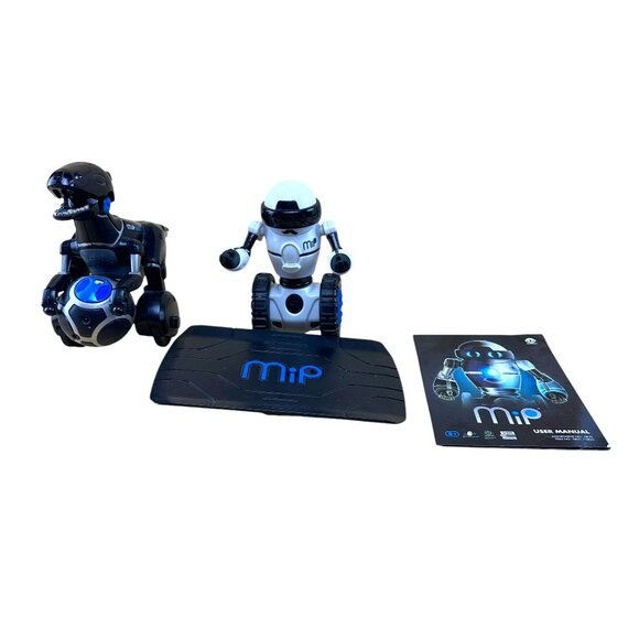 Wowwee Black Miposaur Dinosaur with Ball White Mip Robot Balance Board Lot Works - Picture 1 of 16